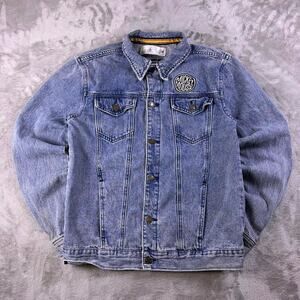Disney Mickey Mouse Leader of The Club Embroidered Denim Jacket Size S Japan